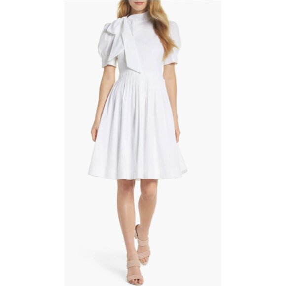 PRE-OWNED GIRL MEETS GLAM COLLECTION HANNA PUFF SLEEVE COTTON POPLIN DRESS SZ 6 - Picture 4 of 10